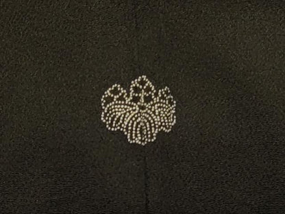平和屋着物＃羽織 草花文 黒地 正絹 逸品 CABK3581in