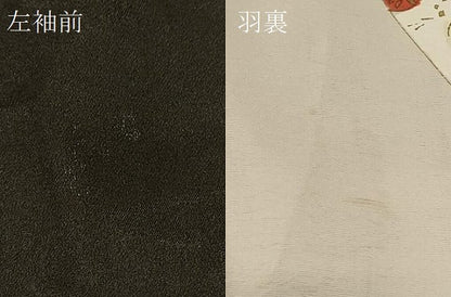平和屋着物＃羽織 草花文 黒地 銀彩 正絹 逸品 CABK3584in