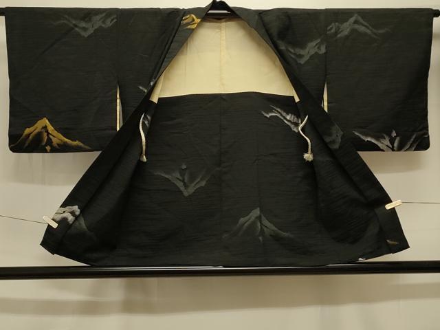 平和屋着物＃羽織 遠山文 黒地 金銀糸 正絹 逸品 CABK3585in