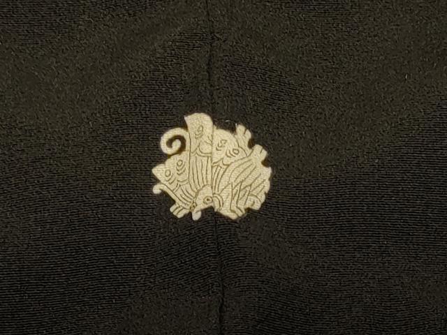 平和屋着物＃羽織 寿光織 草花文 黒地 金銀糸 正絹 逸品 CABK3586in