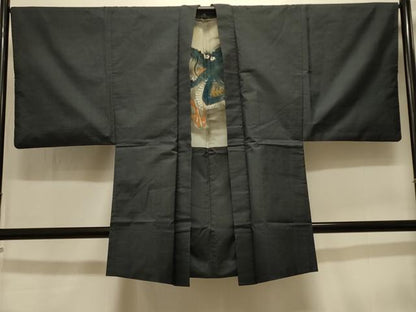 平和屋着物＃男性　本場大島紬　長羽織　80亀甲　総詰め　羽裏：龍　正絹　逸品　CABK3588in