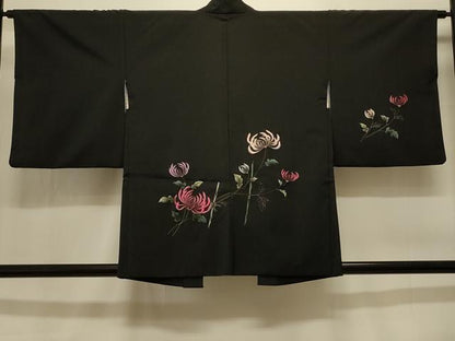 平和屋着物＃羽織 総刺繍 乱菊 黒地 金糸 洗える着物 CABK3589in
