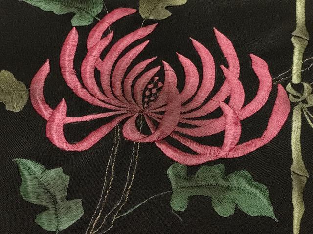 平和屋着物＃羽織 総刺繍 乱菊 黒地 金糸 洗える着物 CABK3589in