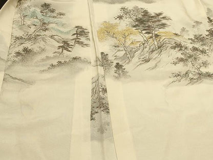 平和屋着物＃羽織 寿光織 遠山風景文 金糸 正絹 逸品 CABK3592in
