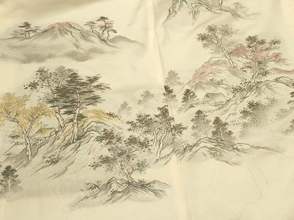 平和屋着物＃羽織 寿光織 遠山風景文 金糸 正絹 逸品 CABK3592in
