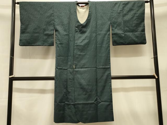 平和屋着物＃道行コート　雨コート　斜線文　松坂屋扱い　ロング丈　正絹　逸品　CABK3595in