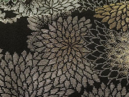 平和屋着物＃羽織 寿光織 菊づくし 黒地 金銀糸 正絹 逸品 CABK3599in