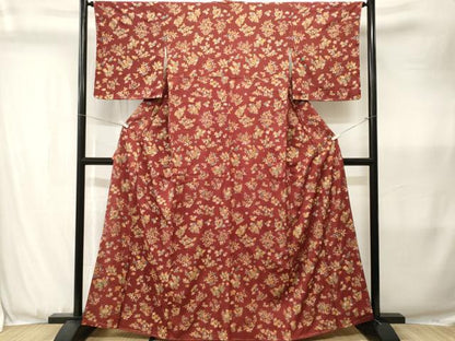 平和屋着物■上質な小紋　草花文　金彩　正絹　逸品　CABK3602ev