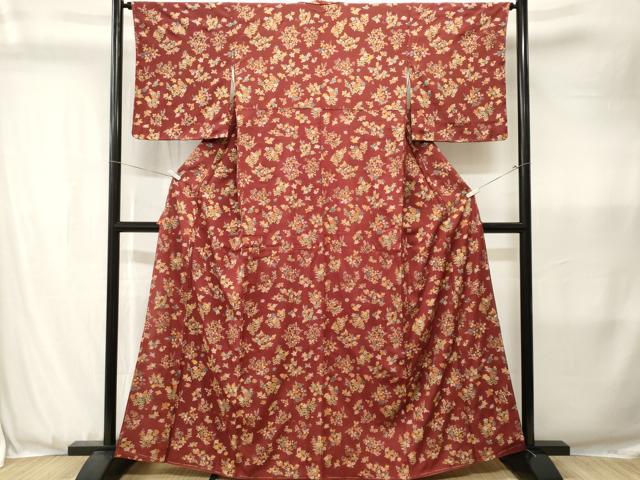 平和屋着物■上質な小紋　草花文　金彩　正絹　逸品　CABK3602ev