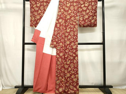 平和屋着物■上質な小紋　草花文　金彩　正絹　逸品　CABK3602ev