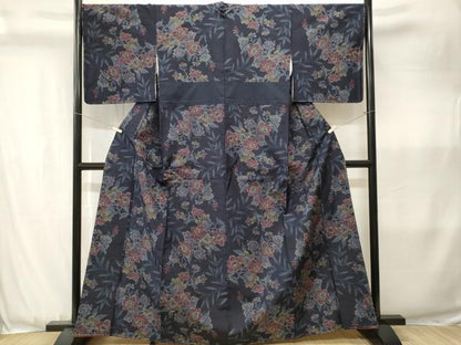 平和屋着物■上質な紬　草花文　正絹　逸品　CABK3607ev