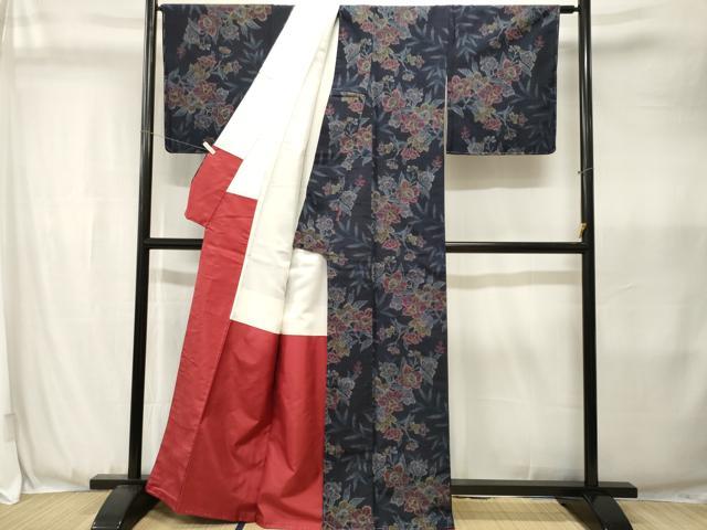 平和屋着物■上質な紬　草花文　正絹　逸品　CABK3607ev