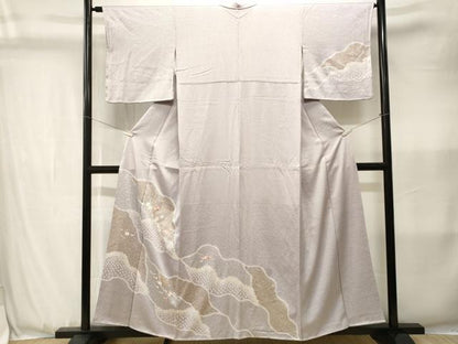 平和屋着物■訪問着　刺繍　吹き寄せ道長文　金銀彩　正絹　逸品　CABK3610ev