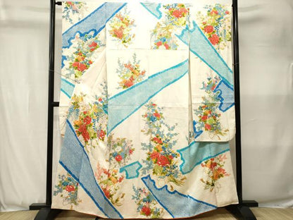 平和屋着物■豪華振袖　駒刺繍　絞り　草花文　金彩　正絹　逸品　CABK3612ev