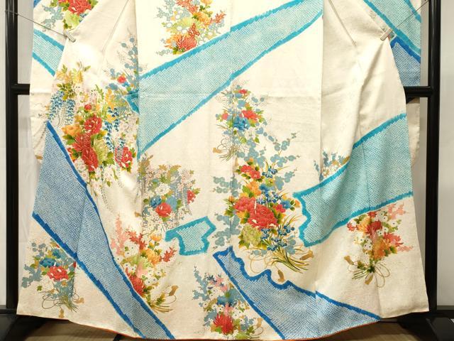 平和屋着物■豪華振袖　駒刺繍　絞り　草花文　金彩　正絹　逸品　CABK3612ev