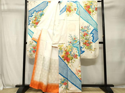 平和屋着物■豪華振袖　駒刺繍　絞り　草花文　金彩　正絹　逸品　CABK3612ev