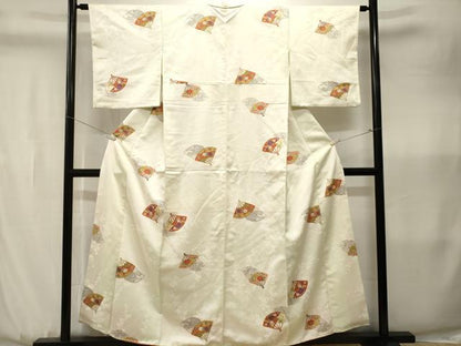 平和屋着物■上質な小紋　扇面草花文　暈し染め　金彩　正絹　逸品　CABK3616ev