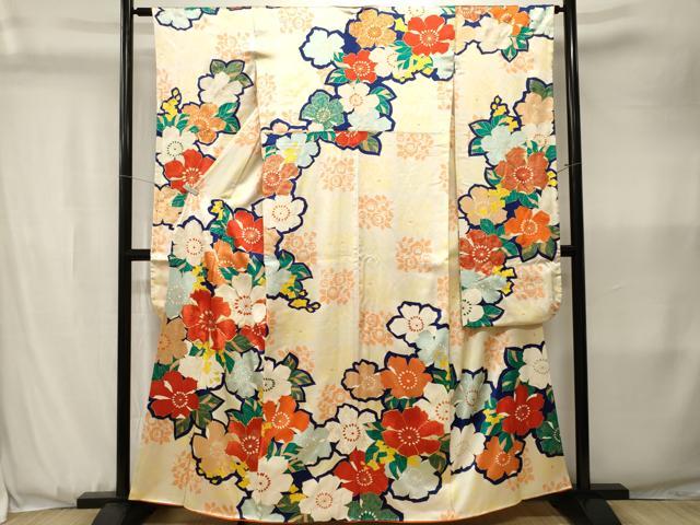 平和屋着物■豪華振袖　駒刺繍　草花文　金彩　正絹　逸品　CABK3618ev
