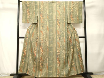 平和屋着物■上質な小紋　飛鶴流水草花間道　金彩　正絹　逸品　CABK3621ev