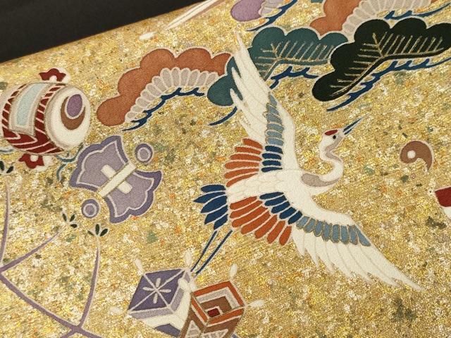 平和屋着物■豪華黒留袖　松竹梅飛鶴御所車宝尽し文　金彩　正絹　逸品　CABK3625ev