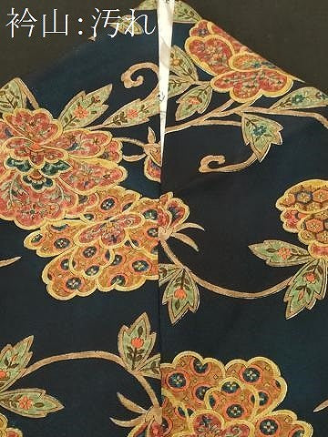 平和屋着物■上質な小紋　紬地　花唐草文　正絹　逸品　CABK3628ev