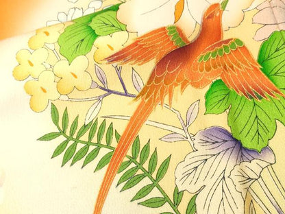 平和屋着物■豪華振袖　刺繍　尾長鳥草花文　暈し染め　正絹　逸品　CABK3629ev