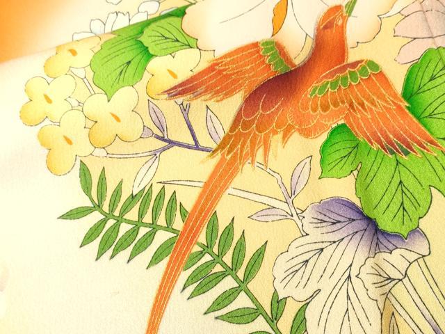 平和屋着物■豪華振袖　刺繍　尾長鳥草花文　暈し染め　正絹　逸品　CABK3629ev