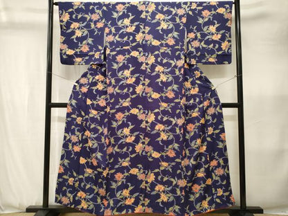 平和屋着物■上質な小紋　更紗草花文　正絹　逸品　CABK3630ev