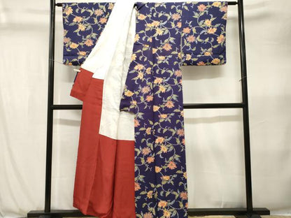 平和屋着物■上質な小紋　更紗草花文　正絹　逸品　CABK3630ev