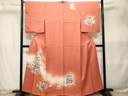 平和屋着物■訪問着　鉾草花文　暈し染め　金彩　正絹　逸品　CABK3635ev
