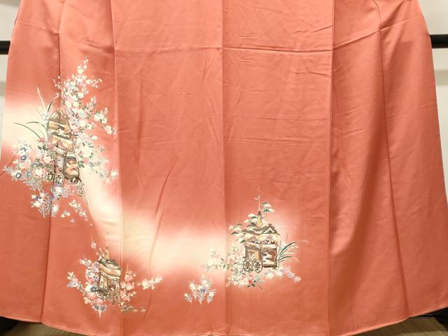 平和屋着物■訪問着　鉾草花文　暈し染め　金彩　正絹　逸品　CABK3635ev
