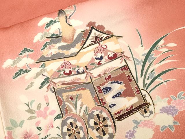 平和屋着物■訪問着　鉾草花文　暈し染め　金彩　正絹　逸品　CABK3635ev