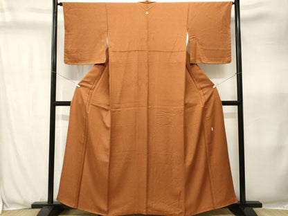平和屋着物■上質な色無地　作家物　霞地紋　土色　正絹　逸品　CABK3639ev