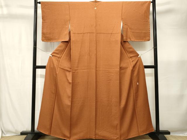 平和屋着物■上質な色無地　作家物　霞地紋　土色　正絹　逸品　CABK3639ev