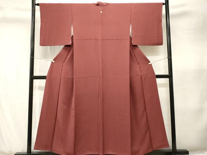 平和屋着物■上質な色無地　小豆色　正絹　逸品　CABK3640ev