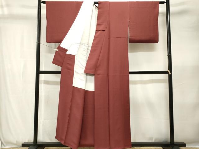 平和屋着物■上質な色無地　小豆色　正絹　逸品　CABK3640ev