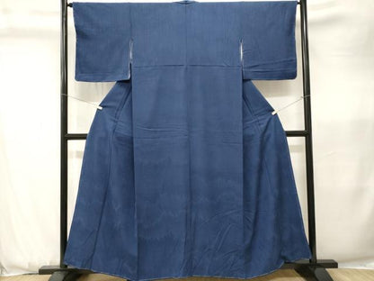 平和屋着物■上質な色無地　樹林地紋　紺青色　正絹　逸品　CABK3644ev