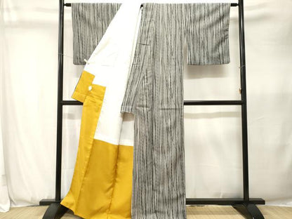 平和屋着物■小紋　竹　大小霰文　洗える着物　CABK3647ev
