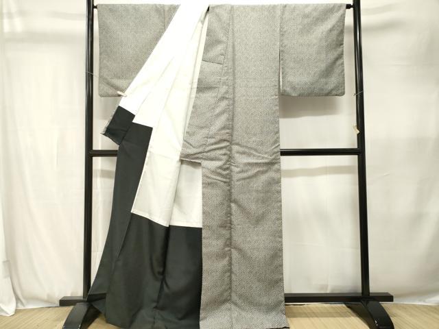 平和屋着物■小紋　鹿の子文　黒地　洗える着物　CABK3655ev