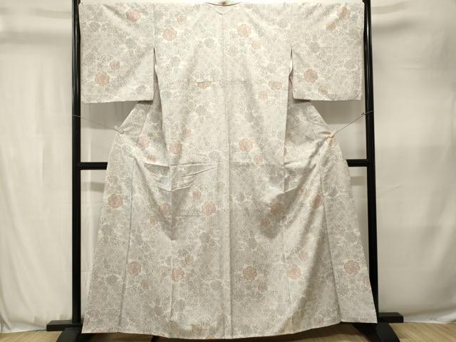 平和屋着物■上質な紬　幾何学草花文　正絹　逸品　CABK3659ev