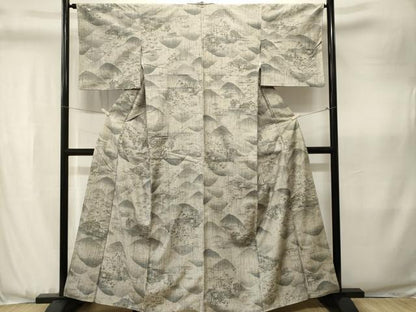 平和屋着物■上質な紬　遠山風景文　正絹　逸品　CABK3660ev