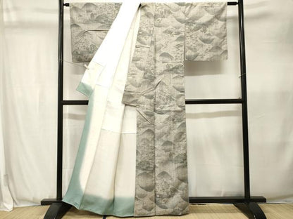 平和屋着物■上質な紬　遠山風景文　正絹　逸品　CABK3660ev