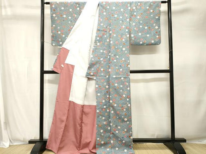 平和屋着物■小紋　吉祥枝花文　洗える着物　CABK3662ev