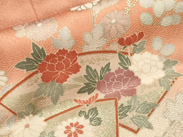 平和屋着物■訪問着　駒刺繍　地紙枝花文　暈し染め　金彩　仮絵羽　逸品　未使用　CABK3668ev