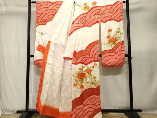 平和屋着物■豪華振袖　駒刺繍　舟　草花文　正絹　逸品　CABK3670ev