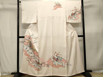 平和屋着物■訪問着　片輪車草花文　金彩　正絹　逸品　CABK3671ev