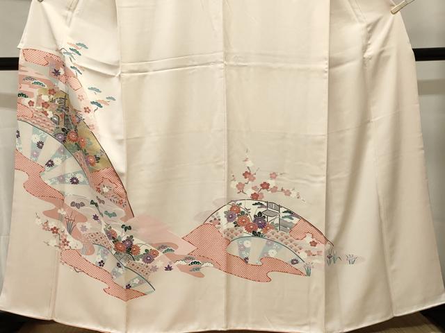 平和屋着物■訪問着　片輪車草花文　金彩　正絹　逸品　CABK3671ev