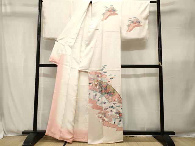 平和屋着物■訪問着　片輪車草花文　金彩　正絹　逸品　CABK3671ev