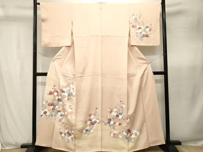 平和屋着物■訪問着　流水草花文　暈し染め　正絹　逸品　CABK3672ev
