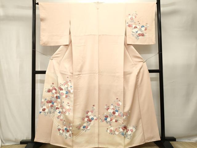 平和屋着物■訪問着　流水草花文　暈し染め　正絹　逸品　CABK3672ev